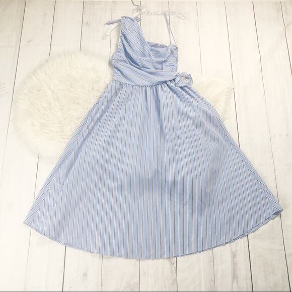 A.L.C Women's Cabrera One Shoulder Striped Blue Dress Size 6 NEW - Picture 4 of 6